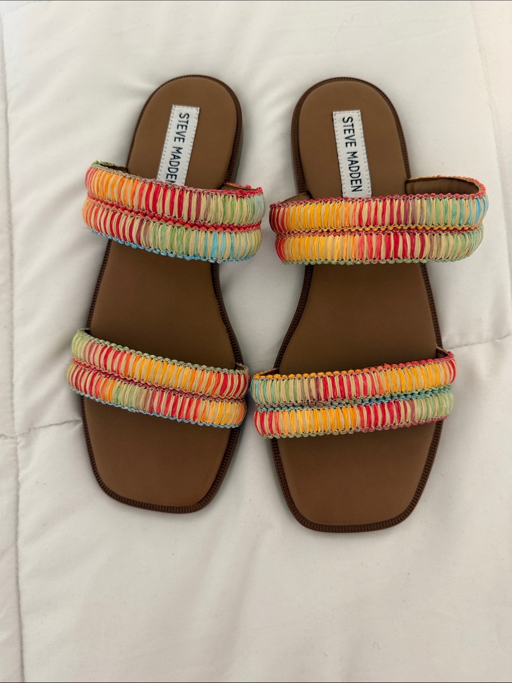 Steve Madden Multicolor Braided Double-Strap Slide Sandals never worn